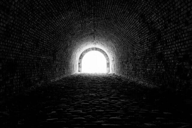 light at the end of a brick tunnel